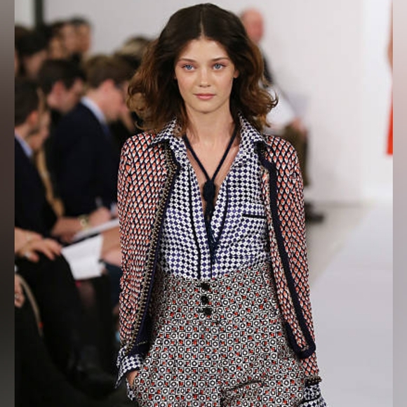 ❤️BUY2️⃣GET1️⃣🆓$2500 OSCAR DE LA RENTA SILK HANDKNIT RUNWAY CARDIGAN S